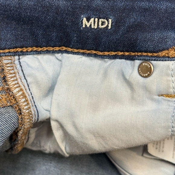 American Eagle Midi Denim Shorts Blue Distressed Size 0 - Picture 7 of 9